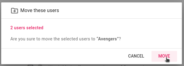 Move users confirmation modal