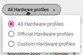 Hardware profiles filter