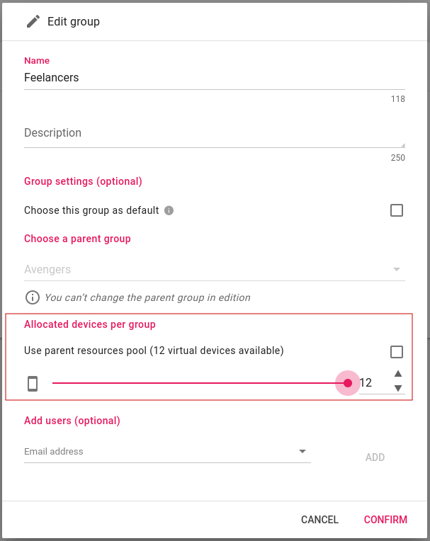 Guests sub-group settings